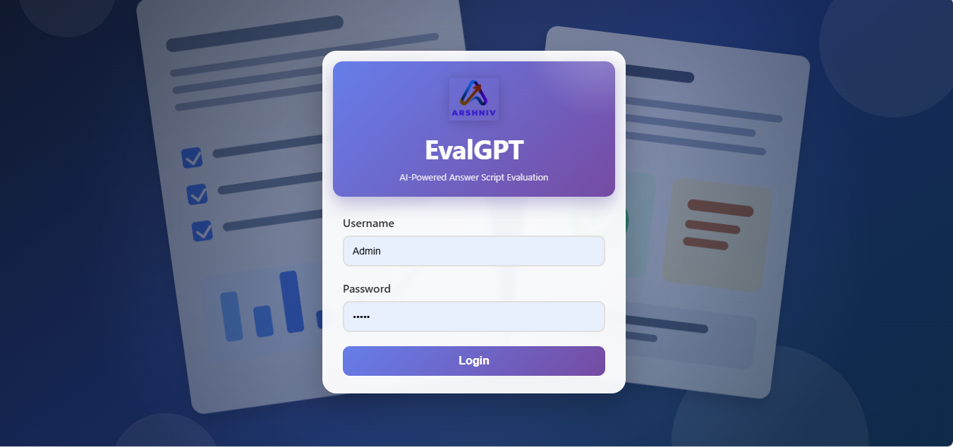 EvalGpt login screen